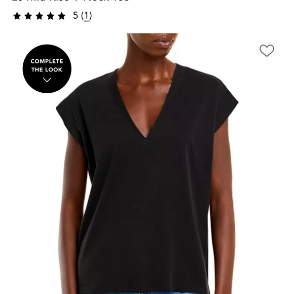Frame LE Mid Rise V neck Black Top - Picture 1 of 5